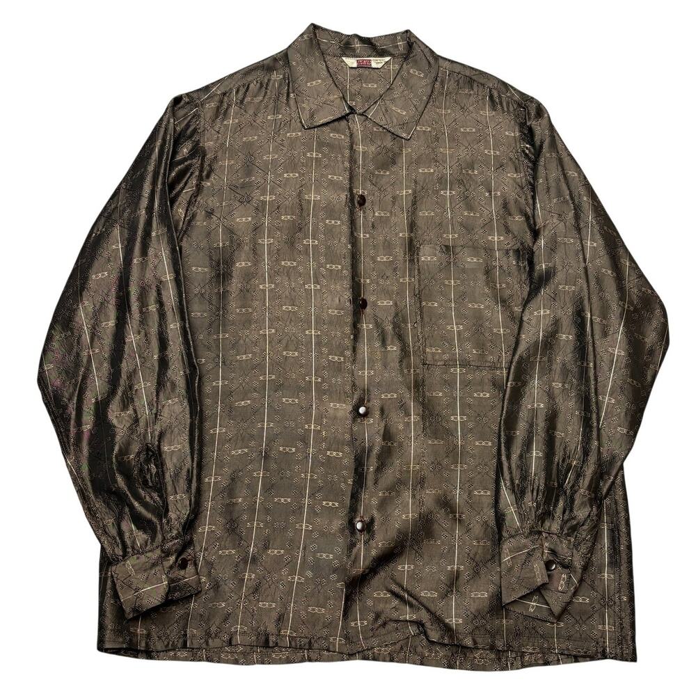 Vintage 1950s Penneys Towncraft Atomic Loop Collar Lurex Shirt Mens L Rockabilly